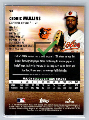 2023 Topps Stadium Club Cedric Mullins #98