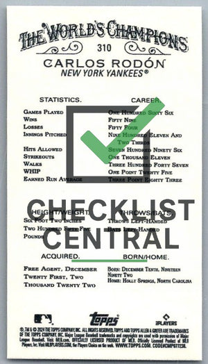 2024 Topps Allen & Ginter Mini Carlos Rodon #310 SP