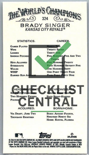 2024 Topps Allen & Ginter Mini Brady Singer #324 SP