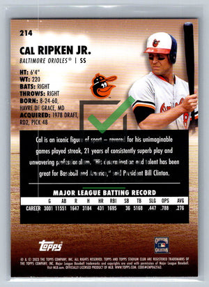2023 Topps Stadium Club Cal Ripken Jr. #214