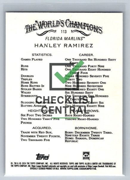 2024 Topps Allen & Ginter Hanley Ramirez #113