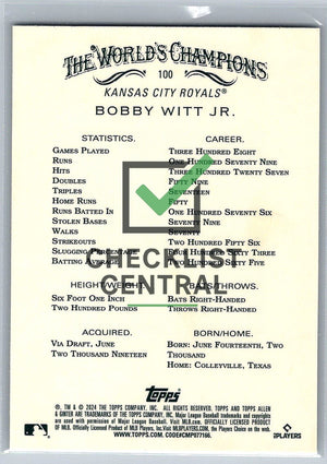 2024 Topps Allen & Ginter Chrome Bobby Witt Jr. #100