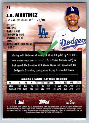 2023 Topps Stadium Club J.D. Martinez #71