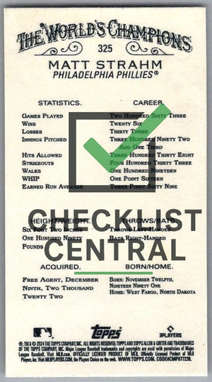 2024 Topps Allen & Ginter Mini Matt Strahm #325 SP