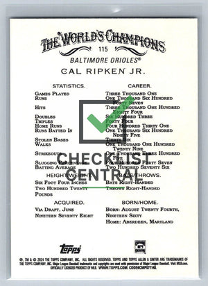2024 Topps Allen & Ginter Cal Ripken Jr. #115
