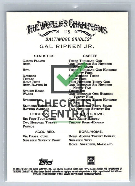2024 Topps Allen & Ginter Cal Ripken Jr. #115