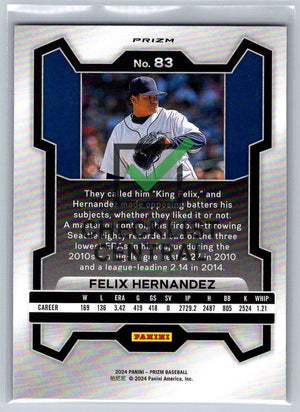 2024 Panini Prizm Prizms Pink Ice Felix Hernandez #83