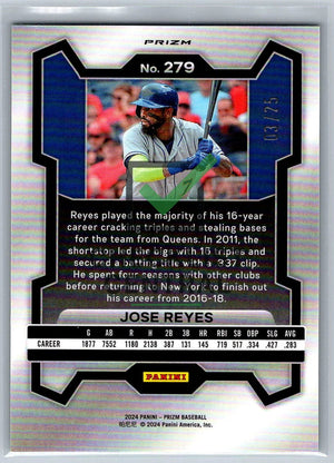 2024 Panini Prizm Prizms Green Pulsar Jose Reyes #279 - 03/25
