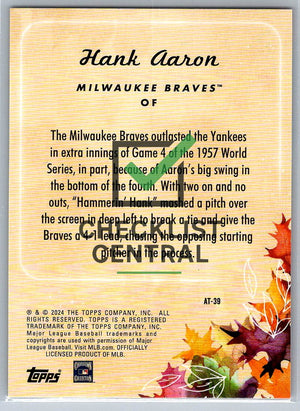 2024 Topps Update Autumn Tales Hank Aaron #AT-39