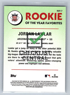 2024 Bowman Chrome Rookie of the Year Favorites Jordan Lawlar #ROY-7