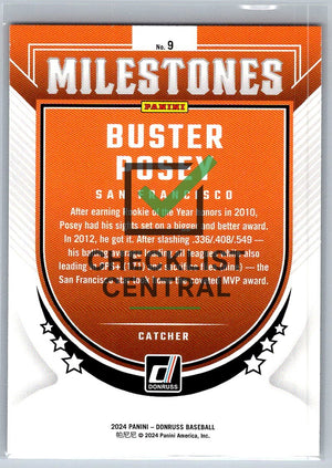 2024 Donruss Milestones Buster Posey #9