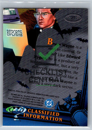 1995 Fleer Metal Batman Forever Classified Information #27
