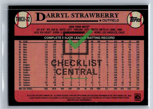 2024 Topps Update '89 Topps Silver Pack Chrome Darryl Strawberry #T89CU22