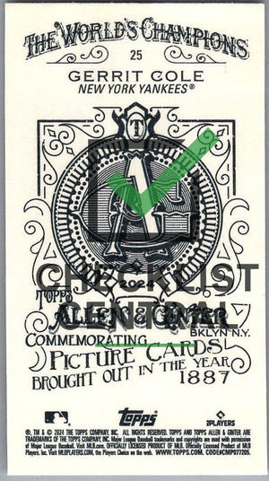 2024 Topps Allen & Ginter Mini A&G Back Gerrit Cole #25