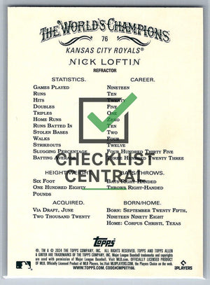 2024 Topps Allen & Ginter Refractor Nick Loftin #76