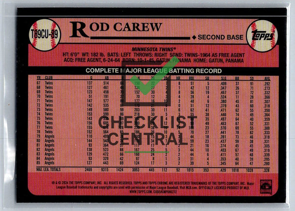 2024 Topps Update '89 Topps Silver Pack Chrome Rod Carew #T89CU89