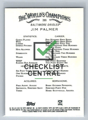 2024 Topps Allen & Ginter Jim Palmer #289