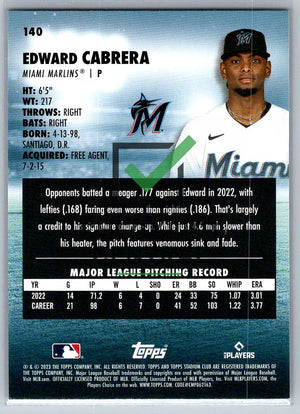 2023 Topps Stadium Club Edward Cabrera #140