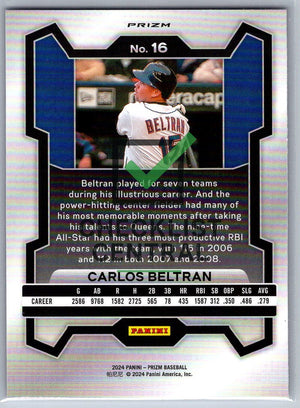 2024 Panini Prizm Prizms Pink Ice Carlos Beltran #16