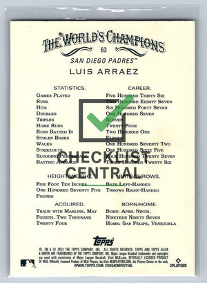 2024 Topps Allen & Ginter Xfractor Luis Arraez #63