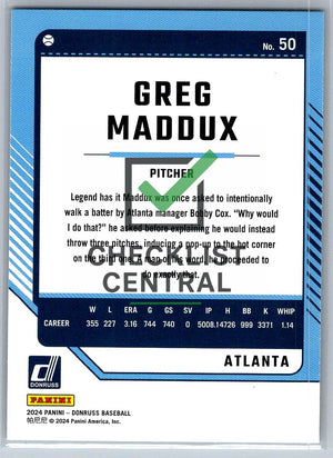 2024 Donruss Green Laser Greg Maddux #50
