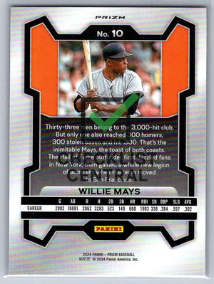 2024 Panini Prizm Prizms Pink Ice Willie Mays #10
