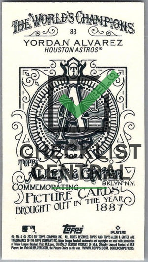 2024 Topps Allen & Ginter Mini A&G Back Yordan Alvarez #83