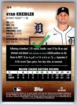 2023 Topps Stadium Club Ryan Kreidler #169 RC
