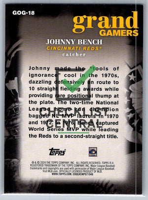 2024 Topps Grand Gamers Johnny Bench #GOG18