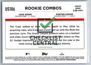 2024 Topps Update Porter Hodge & Jake Wong #US106 - Rookie Combos
