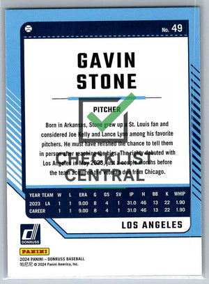 2024 Donruss Green Laser Gavin Stone #49