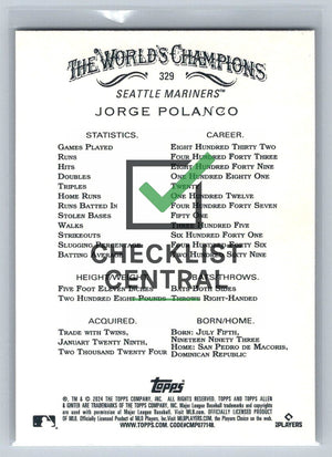 2024 Topps Allen & Ginter Jorge Polanco #329 SP