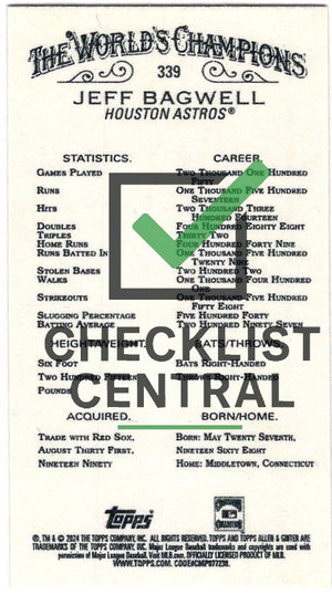 2024 Topps Allen & Ginter Mini Gold Border Jeff Bagwell #339