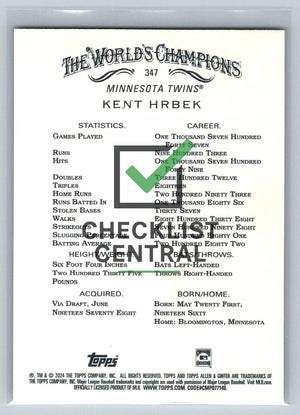 2024 Topps Allen & Ginter Kent Hrbek #347 SP