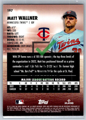 2023 Topps Stadium Club Matt Wallner #197 RC