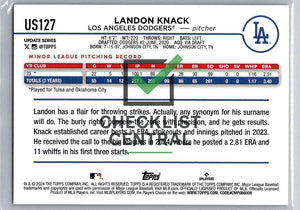 2024 Topps Update Rainbow Foil Landon Knack #US127