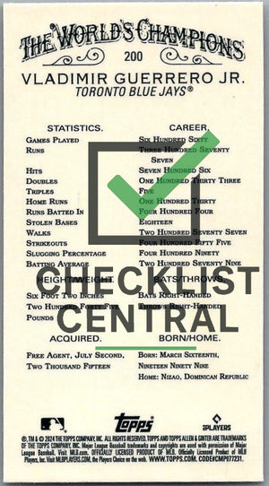2024 Topps Allen & Ginter Mini Chrome Vladimir Guerrero Jr. #200