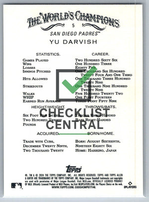 2024 Topps Allen & Ginter Yu Darvish #5