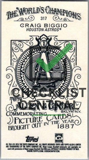 2024 Topps Allen & Ginter Mini A&G Back Craig Biggio #317 SP