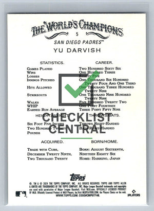 2024 Topps Allen & Ginter Yu Darvish #5