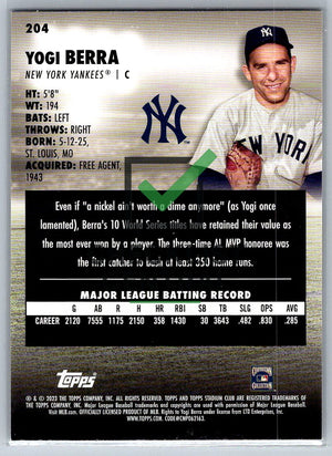 2023 Topps Stadium Club Yogi Berra #204