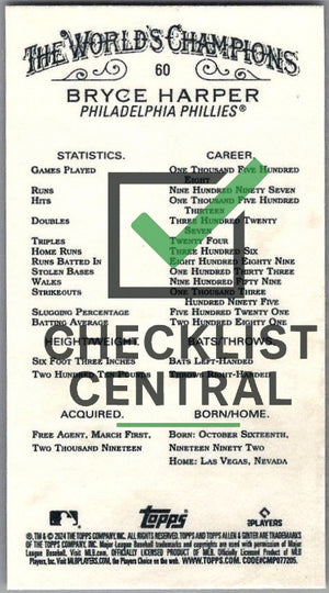 2024 Topps Allen & Ginter Mini Black Border Bryce Harper #60