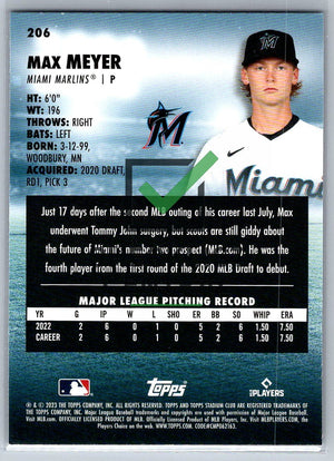 2023 Topps Stadium Club Max Meyer #206 RC
