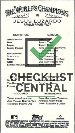 2024 Topps Allen & Ginter Mini Black Border Jesus Luzardo #70