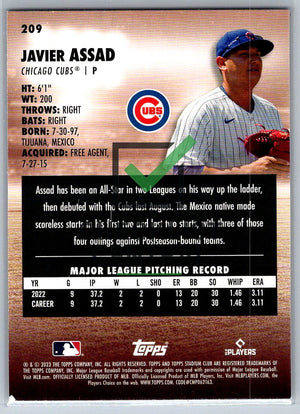 2023 Topps Stadium Club Javier Assad #209