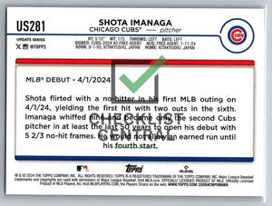 2024 Topps Update Royal Blue Shota Imanaga #US281