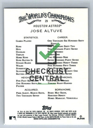2024 Topps Allen & Ginter Jose Altuve #29