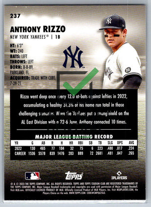 2023 Topps Stadium Club Anthony Rizzo #237
