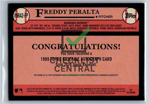 2024 Topps Update '89 Topps Baseball Autographs Freddy Peralta 89BA2-FP
