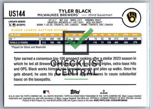 2024 Topps Update Tyler Black #US144 RC
